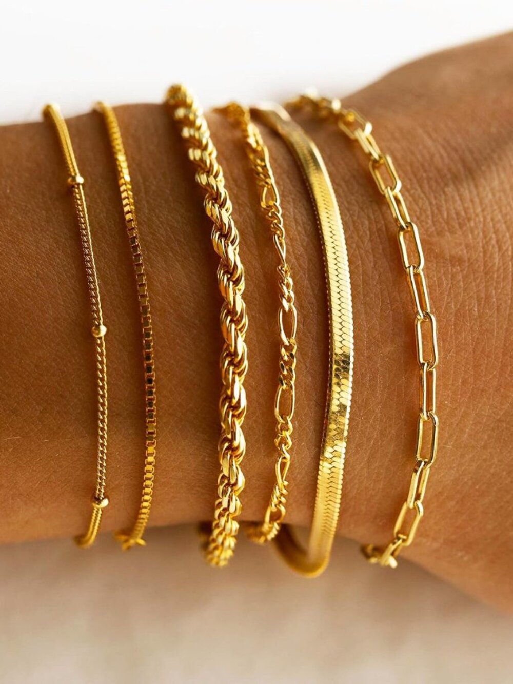 Gold Plated Bracelet Stack Set 6 Piece Layered Jewelry NWT